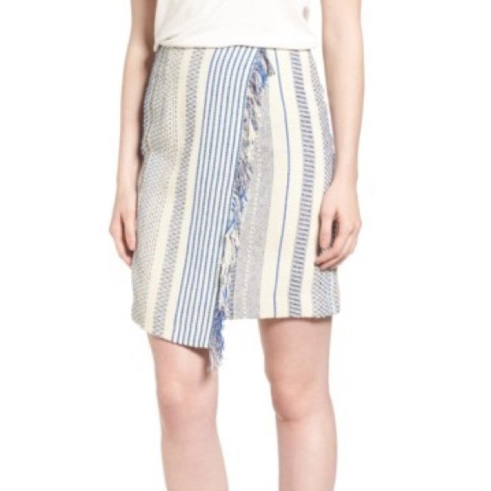 NWT halogen tweed fringe faux wrap skirt size 10